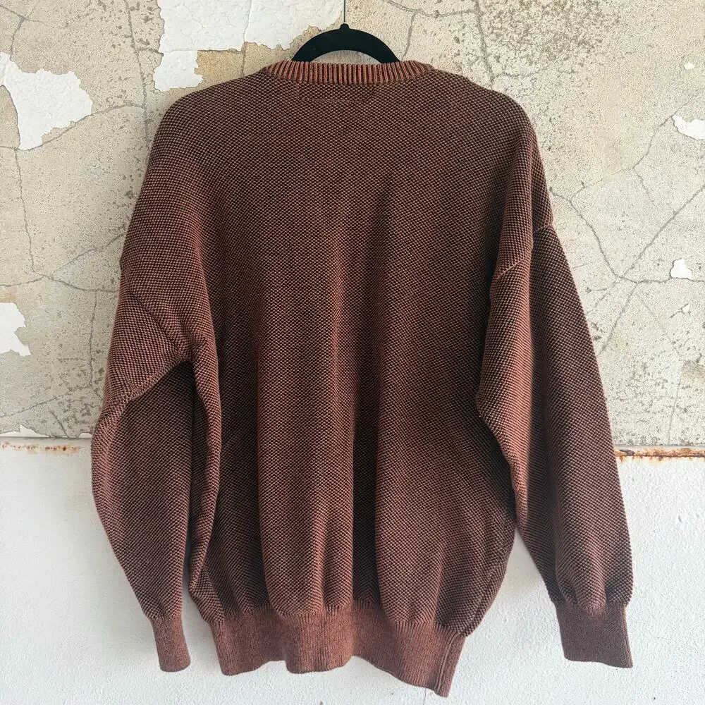 Vtg BOAST Sweater Men L 100 Cotton Textured Knit Kaanapali Hong Kong Tennis Prep